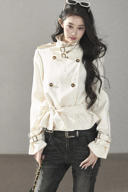 Gabardina de lino blanco cremoso