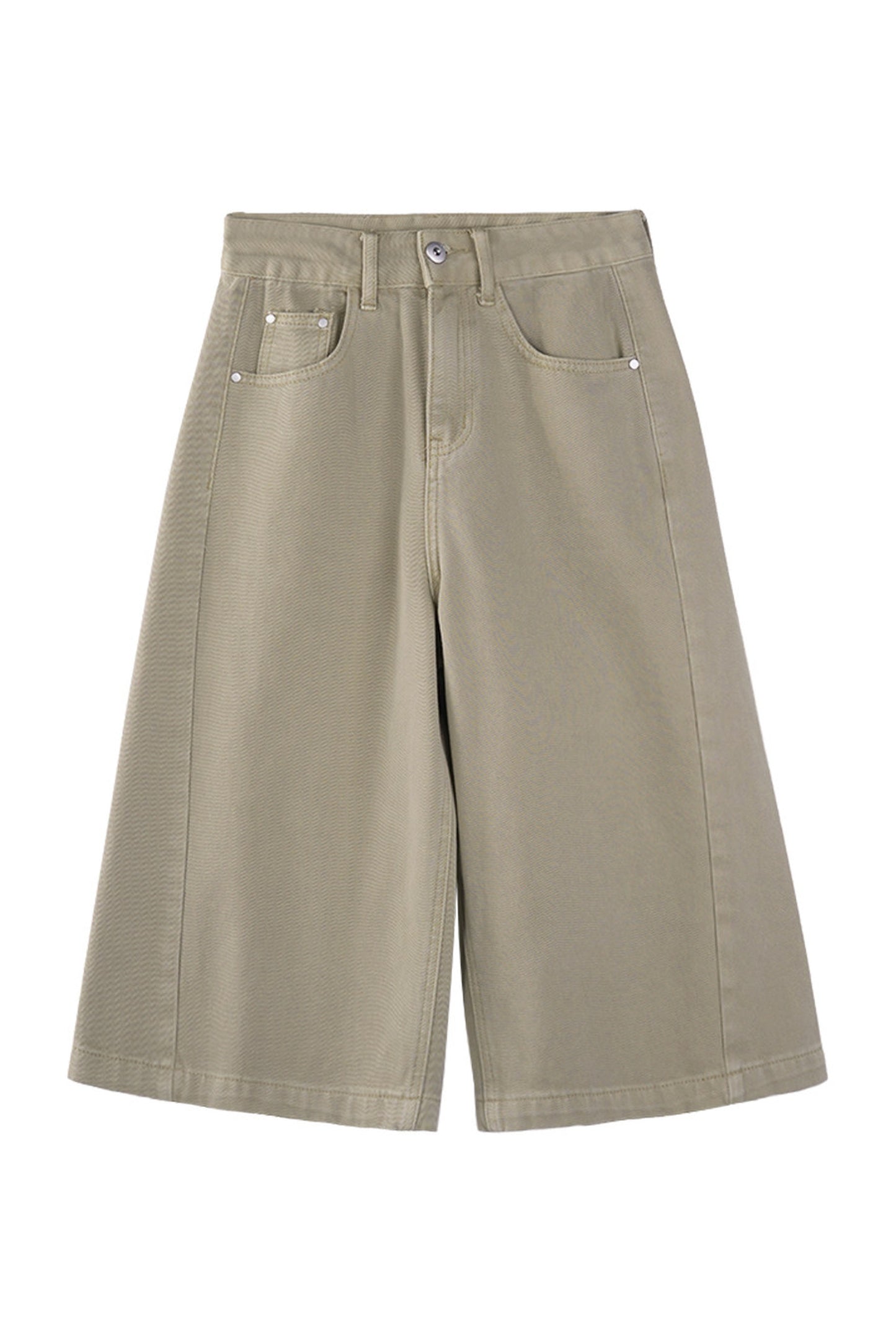 Khakifarbene Baumwollshorts mit geradem Bein