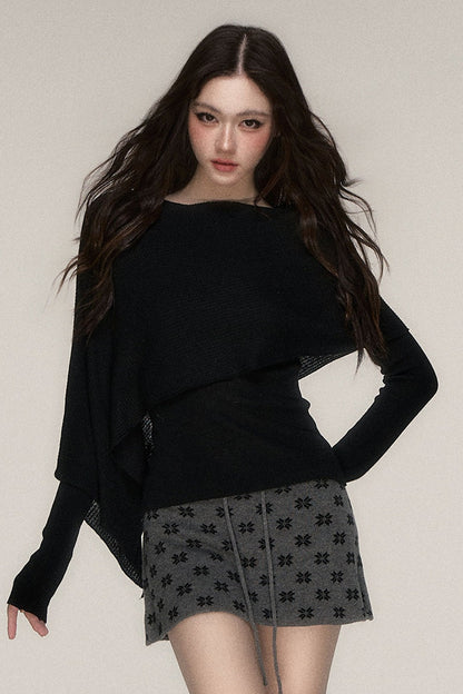 Weiches Windcape-Pullover-Strickoberteil