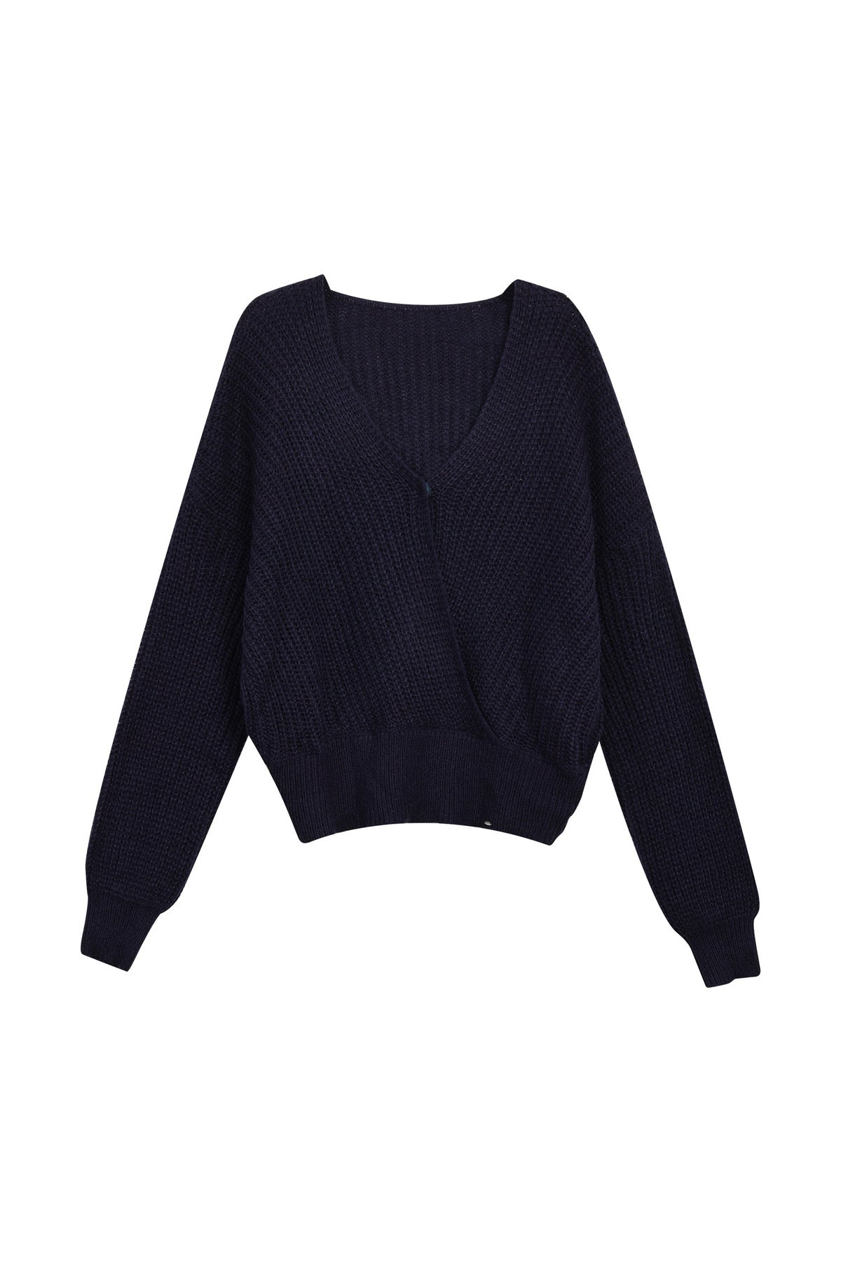 Navy Blue V-Neck Knit Cardigan Set-Up