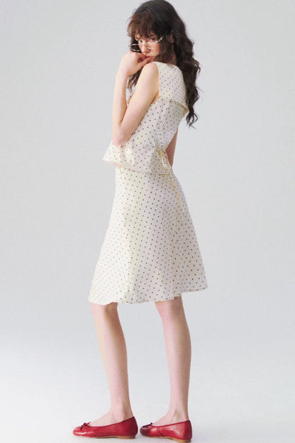 French Polka Dot Blouse & Skirt Set-Up