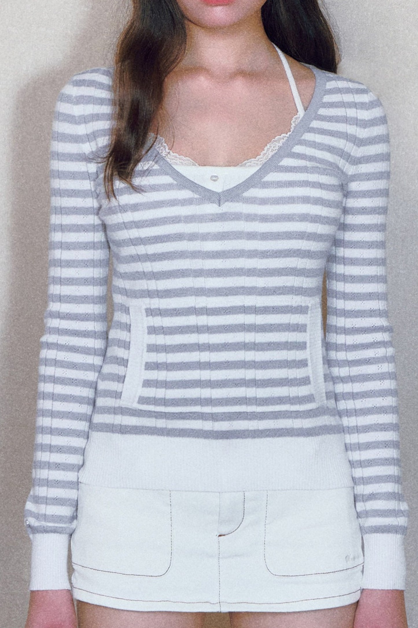 Striped Knit Top and Shorts Set