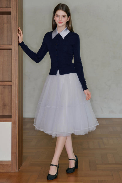 Spliced Acetate Collar Cardigan