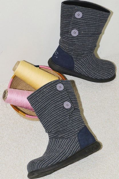 Flat Knitted Mid-Calf Boots