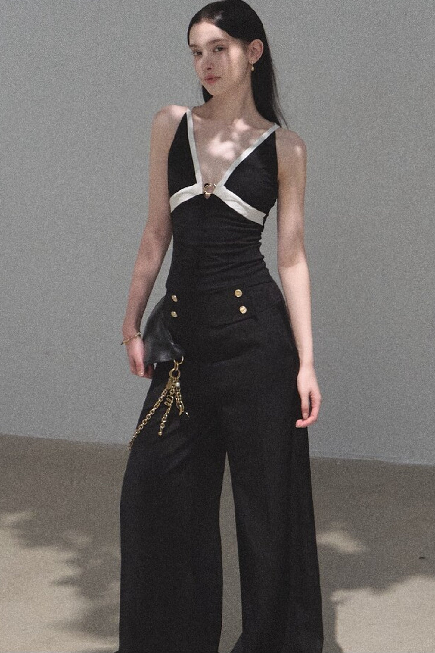 Retro Drapey High-Waisted Wide-Leg Pants
