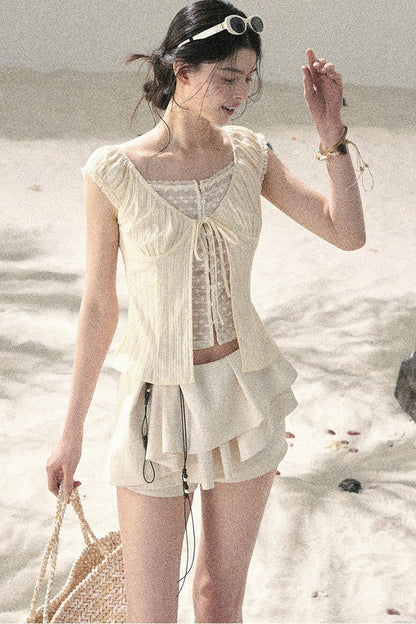 Französische Spitzen-Hohlraum-Bluse