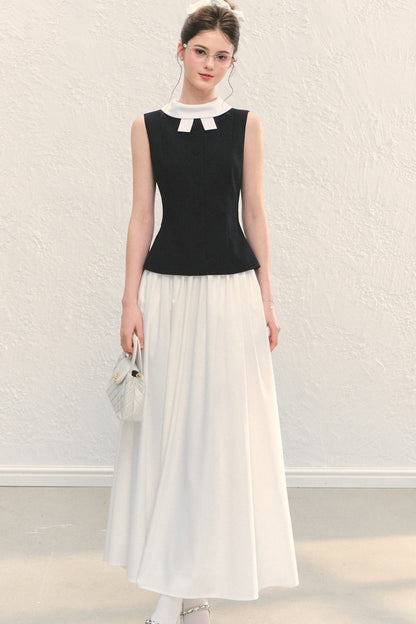 Bowknot Color-Block Sleeveless Tank Top
