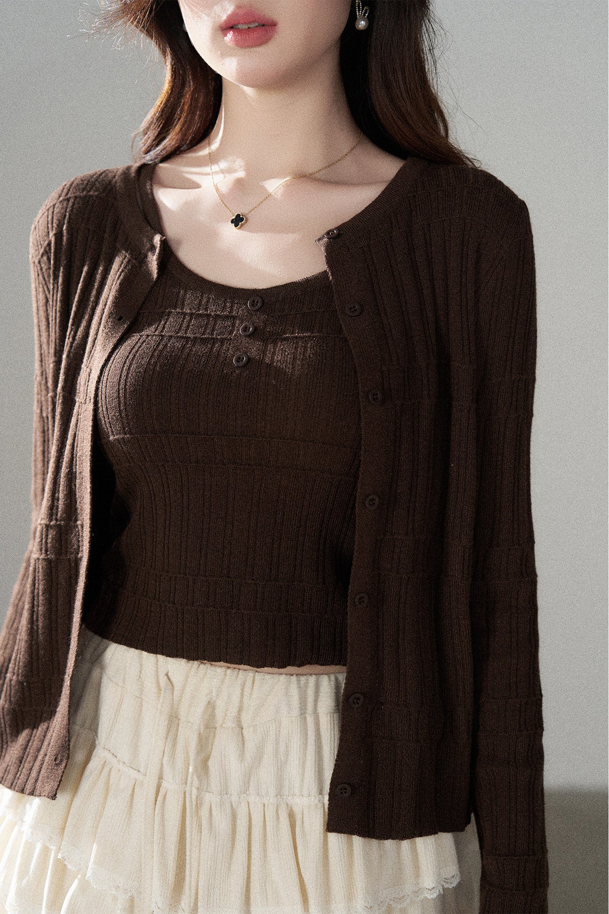 Sophisticated Knitted Cardigan Two-Piece Set