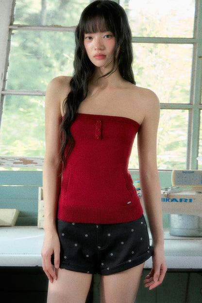 Fair Isle Red Knitted Cardigan And Halter Top Set