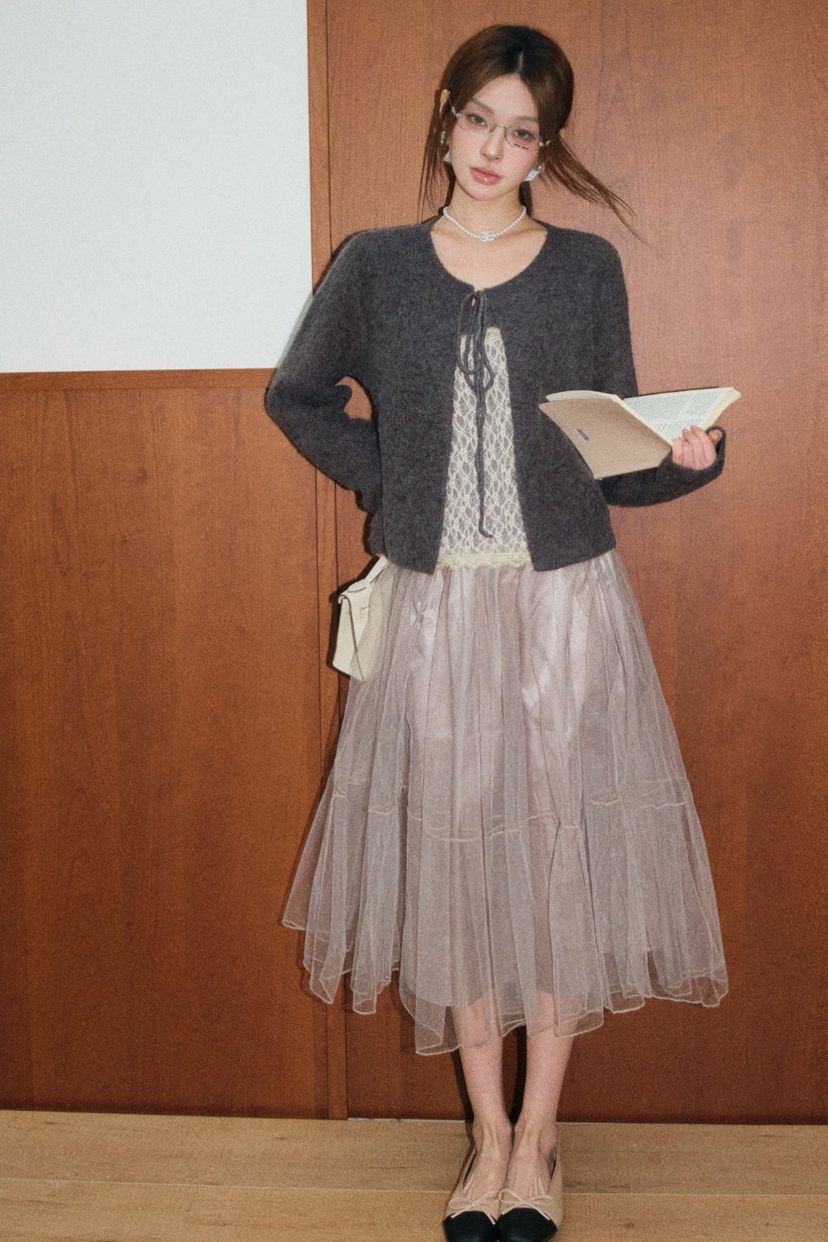 Lace Cardigan and Skirt Set-Up