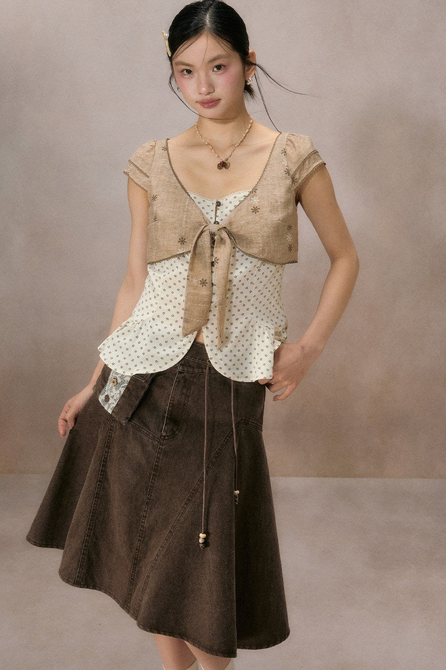 Irregular Denim A-Line Skirt