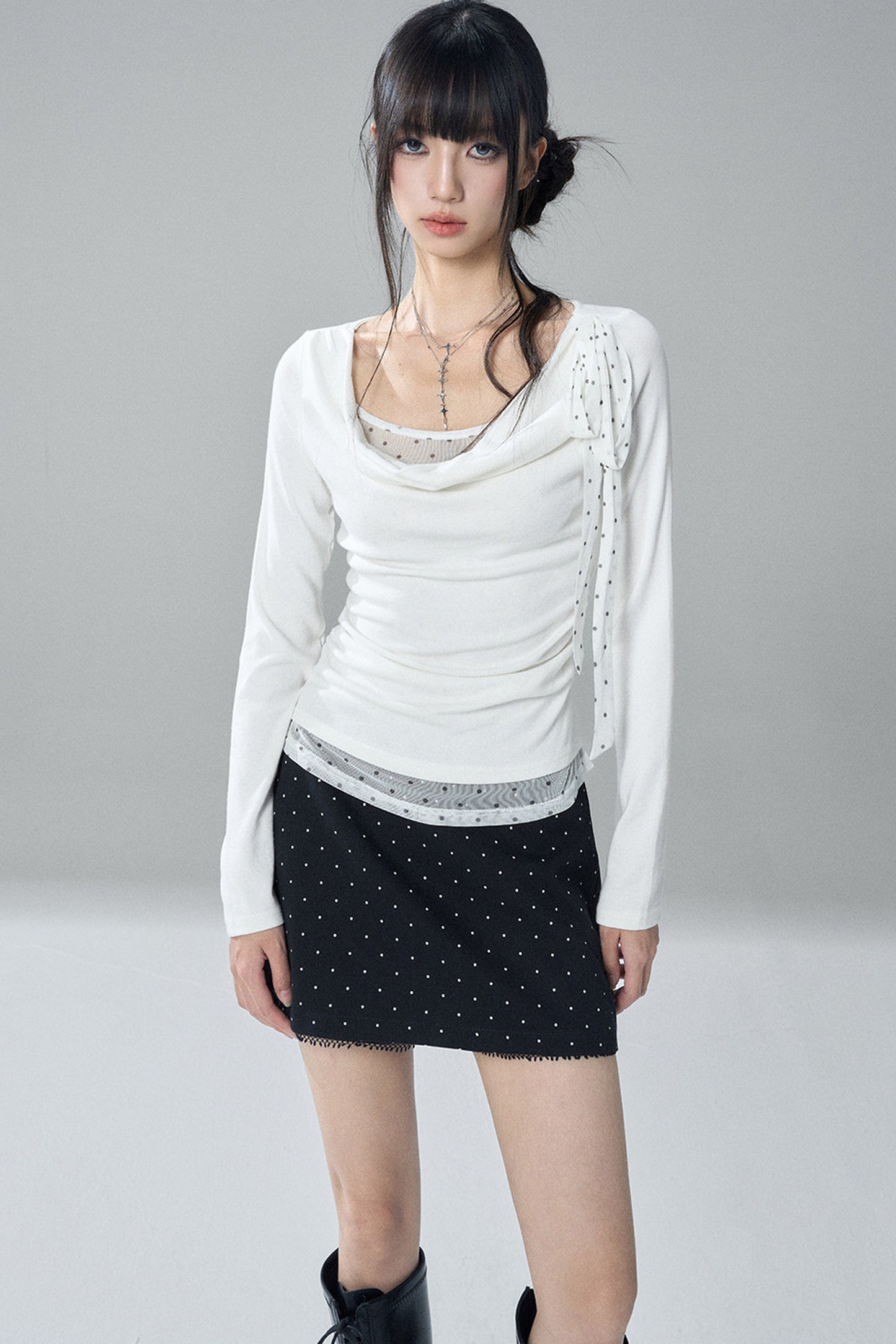 Gray Swing Collar Blouse