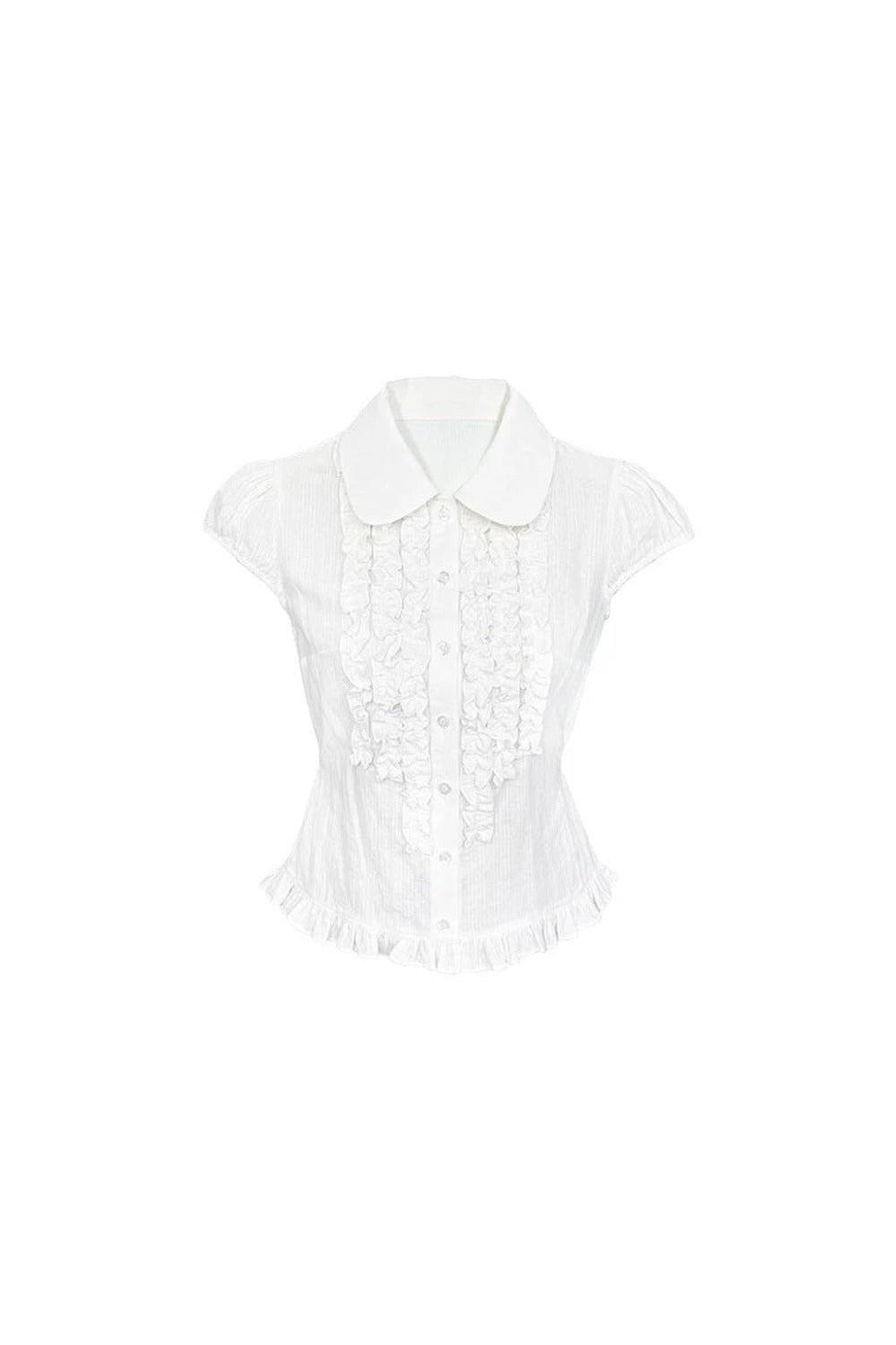 Plaid Short Sleeve Doll Collar Blouse