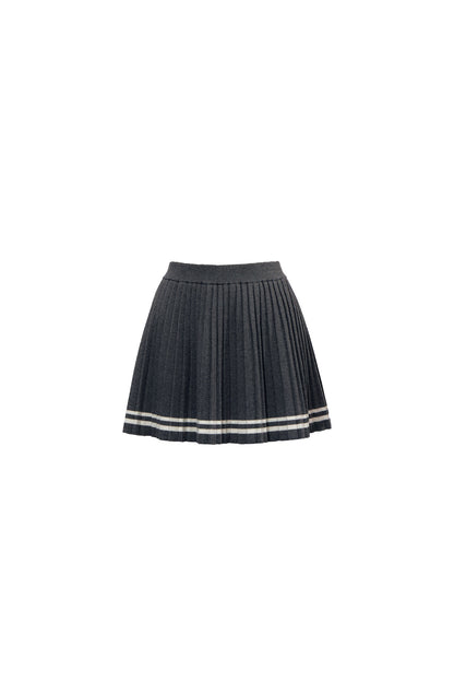 Striped Knitted Vest Short Skirt and Jacket Set-Up