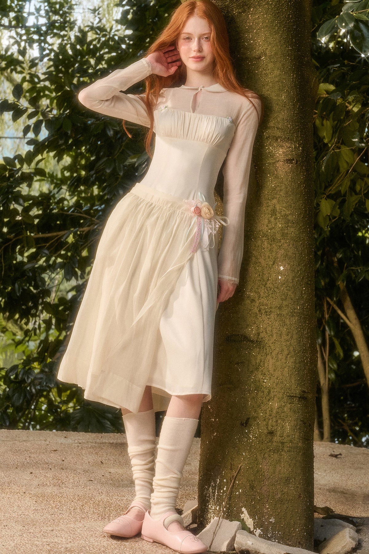 Satin Tencel Lapel Dress