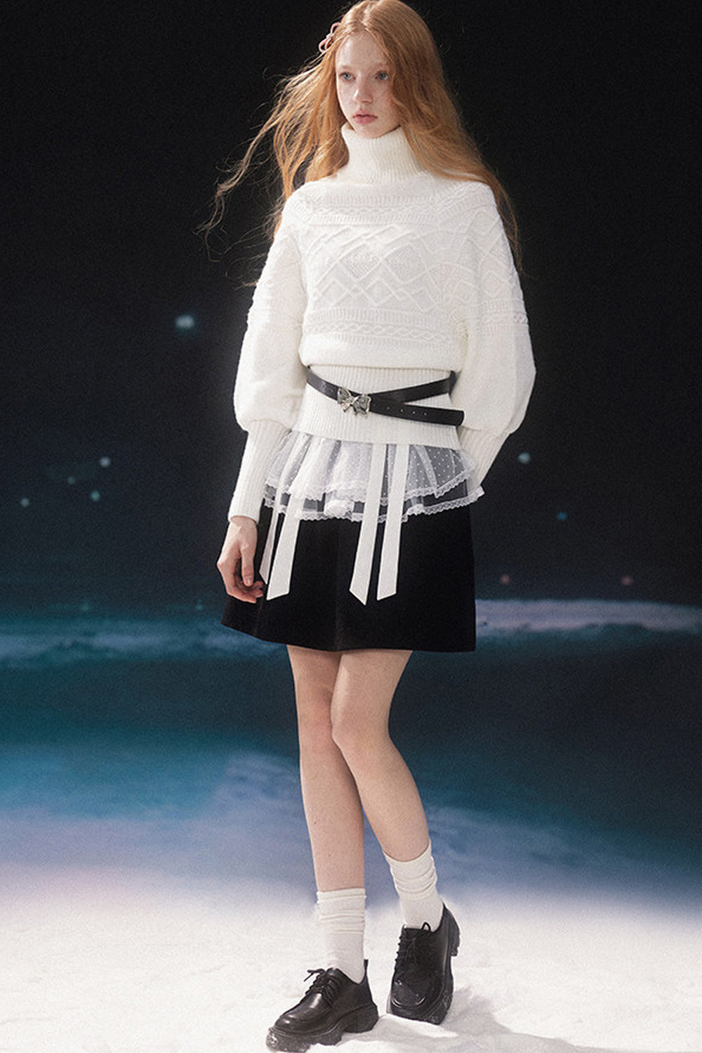High-Waisted Mesh Tiered Skirt