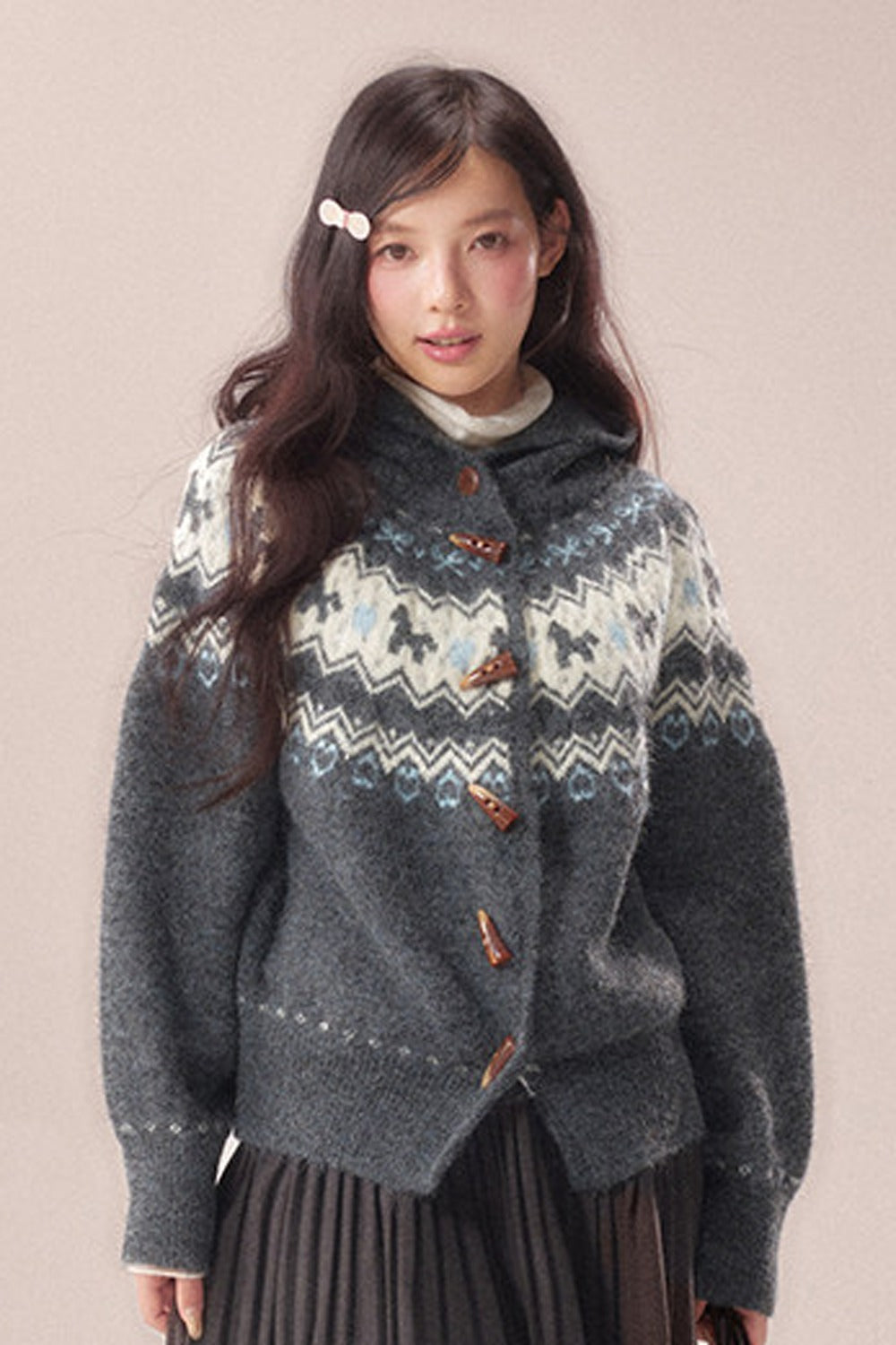 Fair Isle Toggle Knit Cardigan