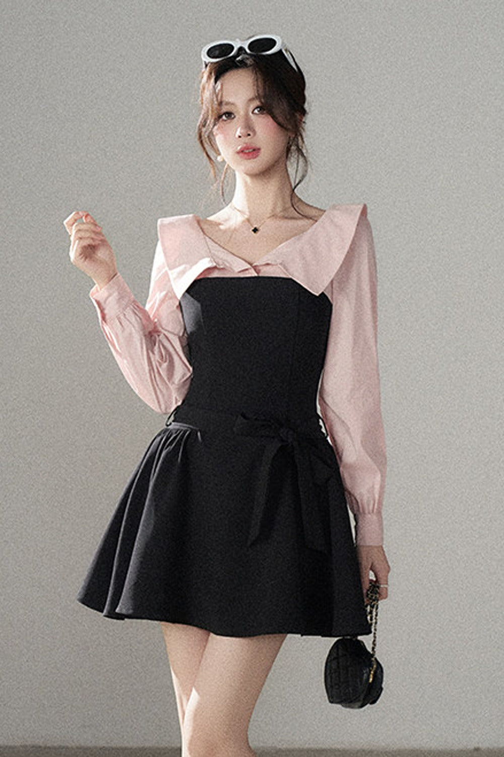 Black Flared Shirt Dress