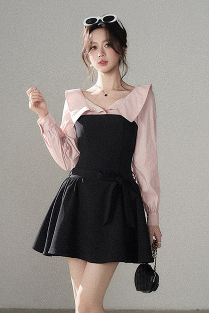 Black Flared Shirt Dress