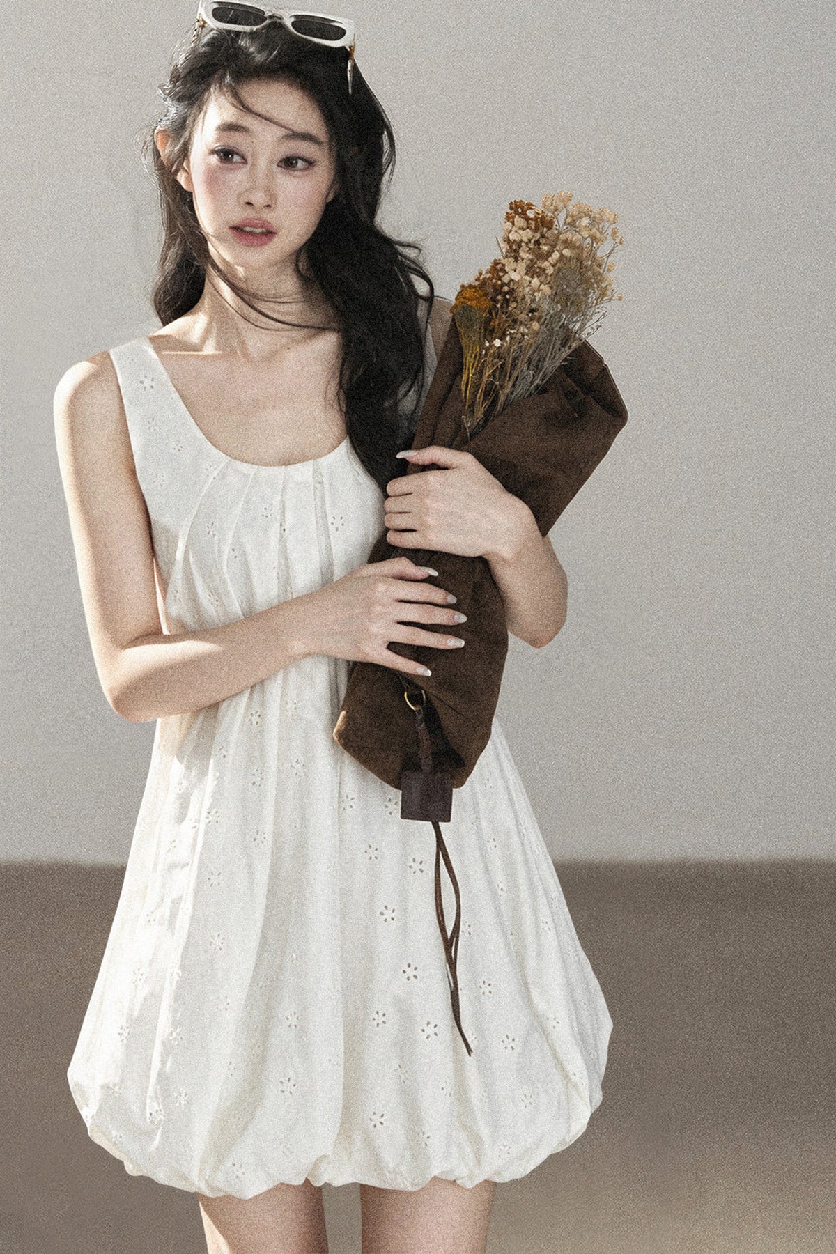 Autumn Hollow-Out Floral Short Dress
