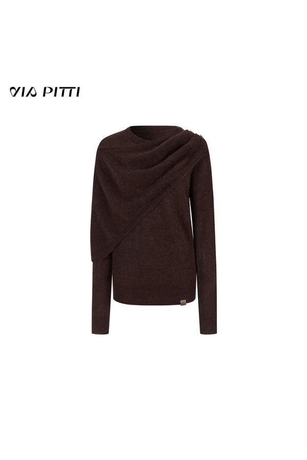 Irregular Shawl Collar Wool Sweater