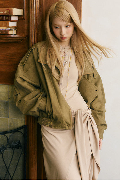Henley Collar Tie Long Sleeve Dress