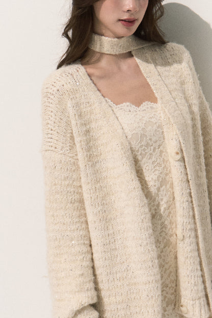 Cardigan en maille à sequins scintillants