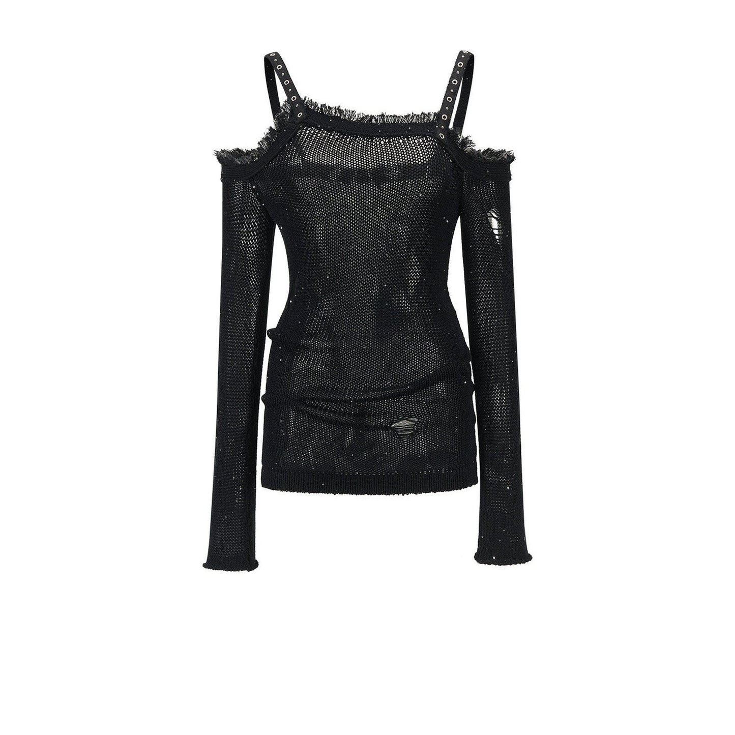 Distressed Raw Edge Knit Top