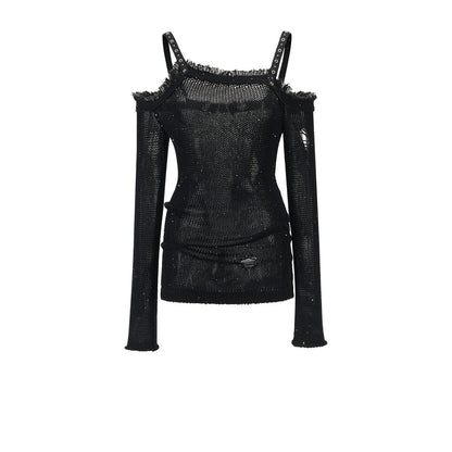 Distressed Raw Edge Knit Top