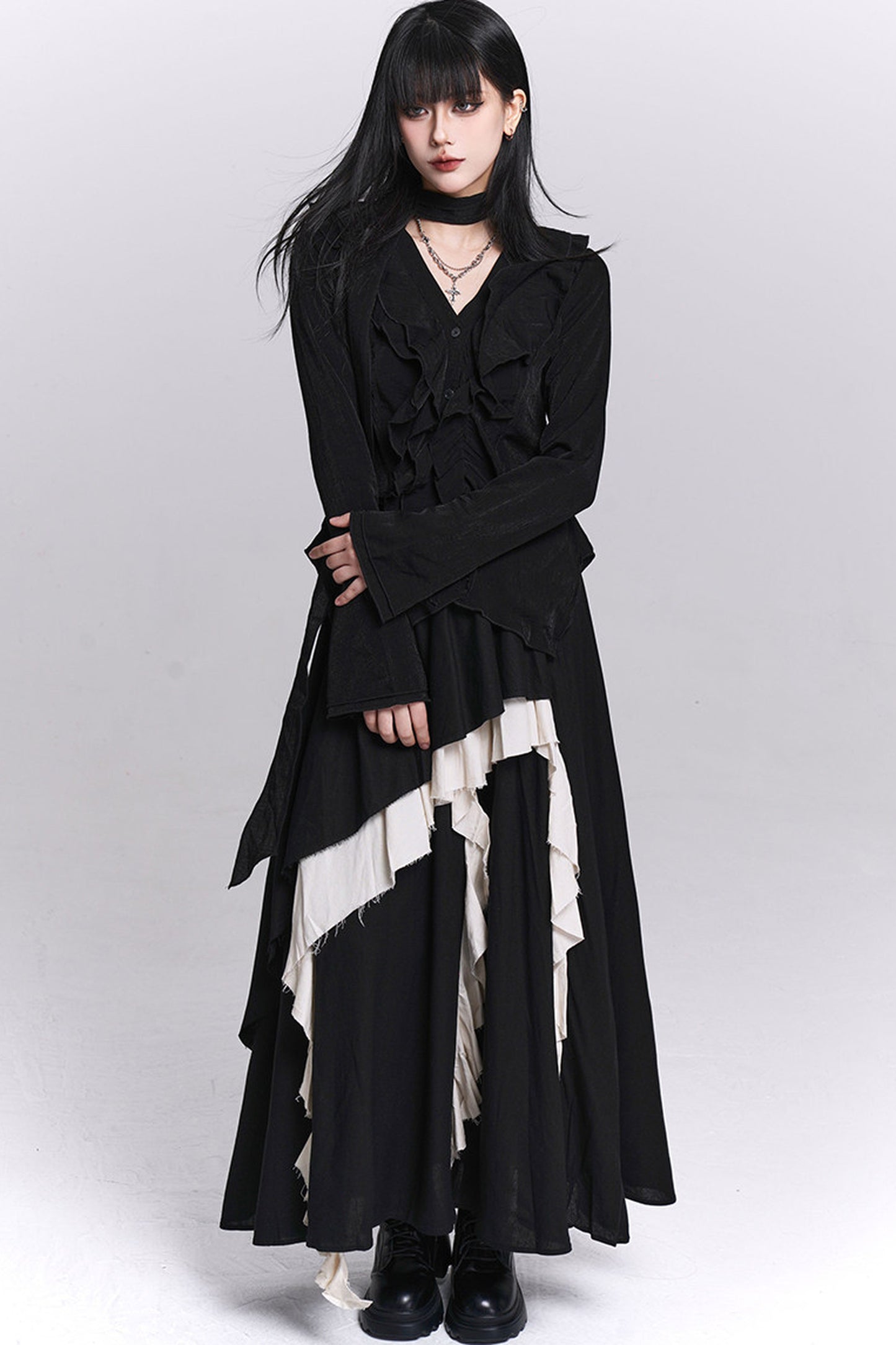 Ghostly Irregular Black Skirt