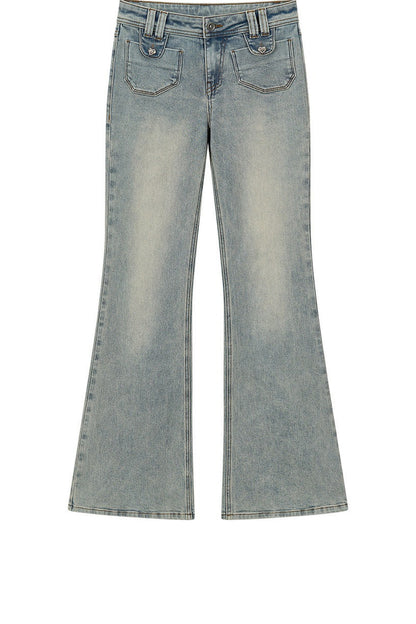 Retro Denim Flared Jeans