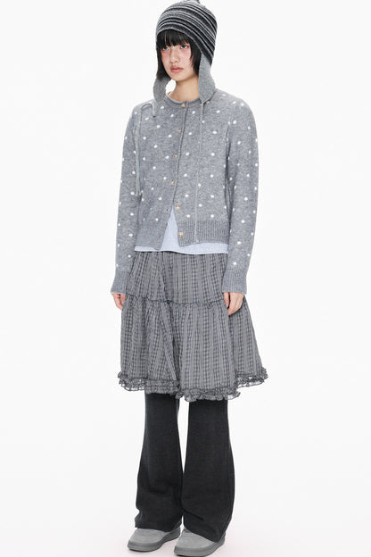 Polka Dot Short Knit Cardigan