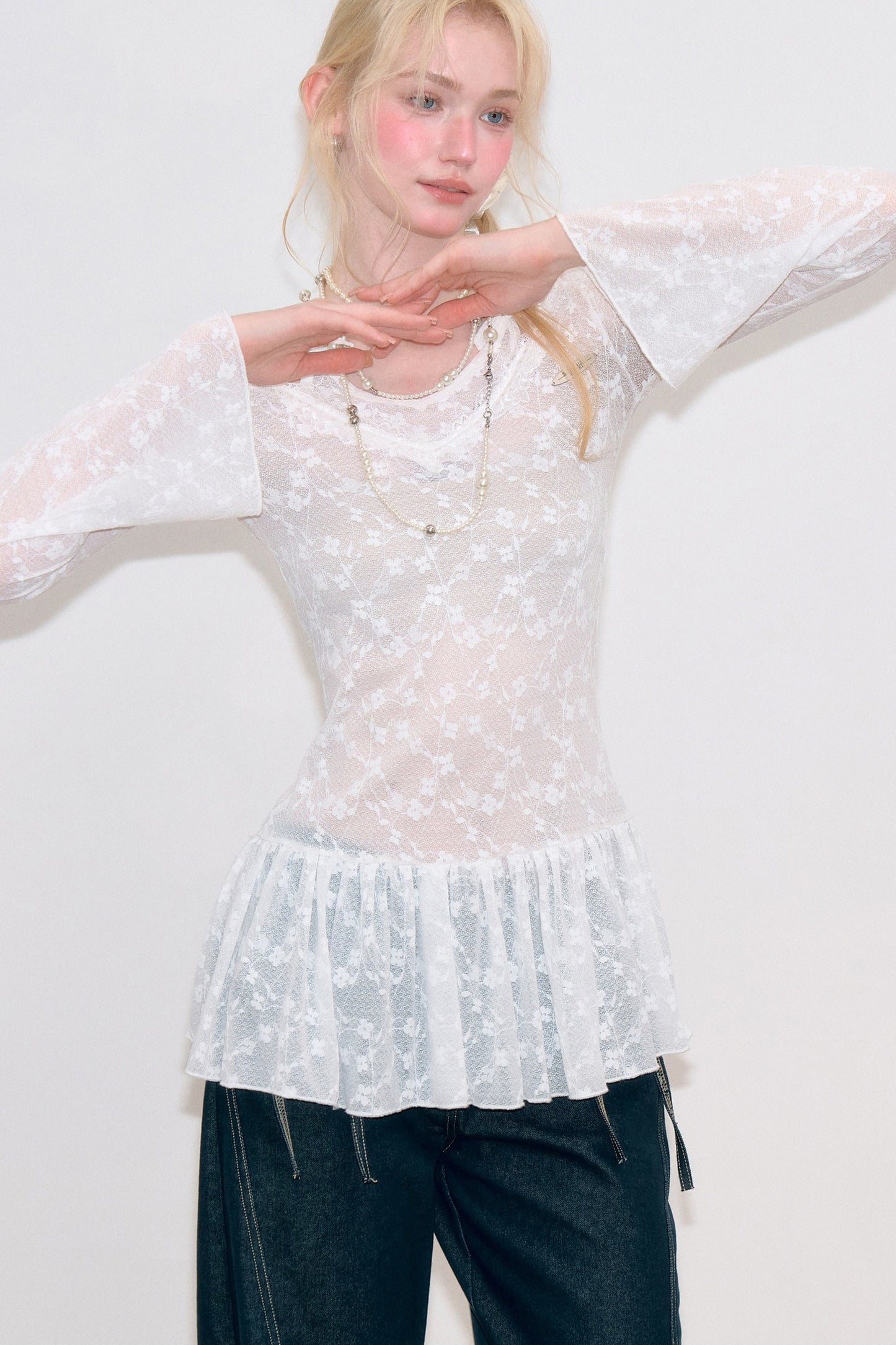 Butterfly Lace V-Neck Dress