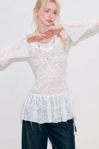 Butterfly Lace V-Neck Dress