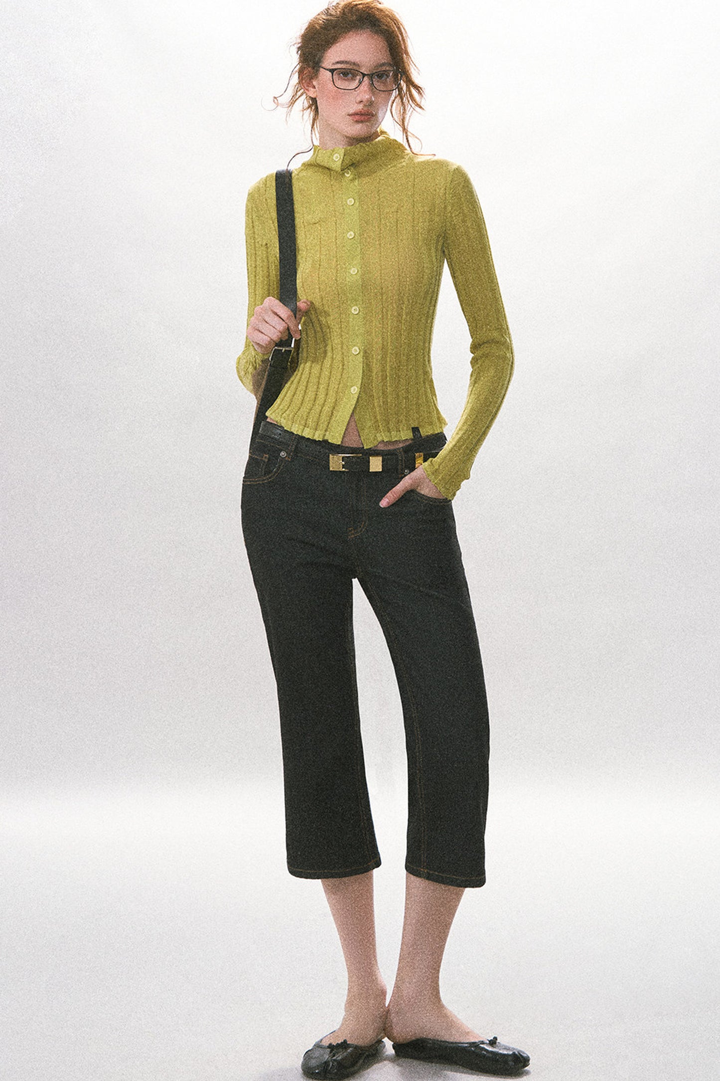 High-Waist Straight-Leg Washed Jeans