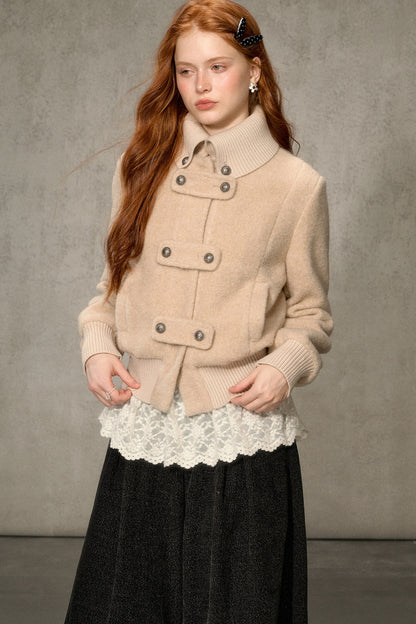 High-Neck Layered-Look Jacket