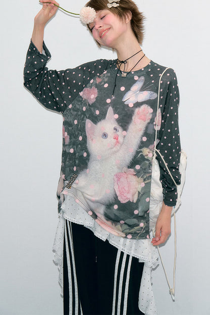 Retro Polka Dot Raglan Top
