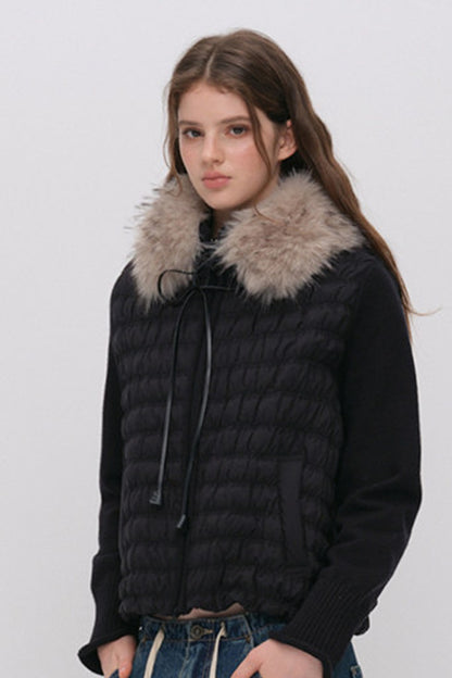 Knit Spliced Quilted Down Jacket