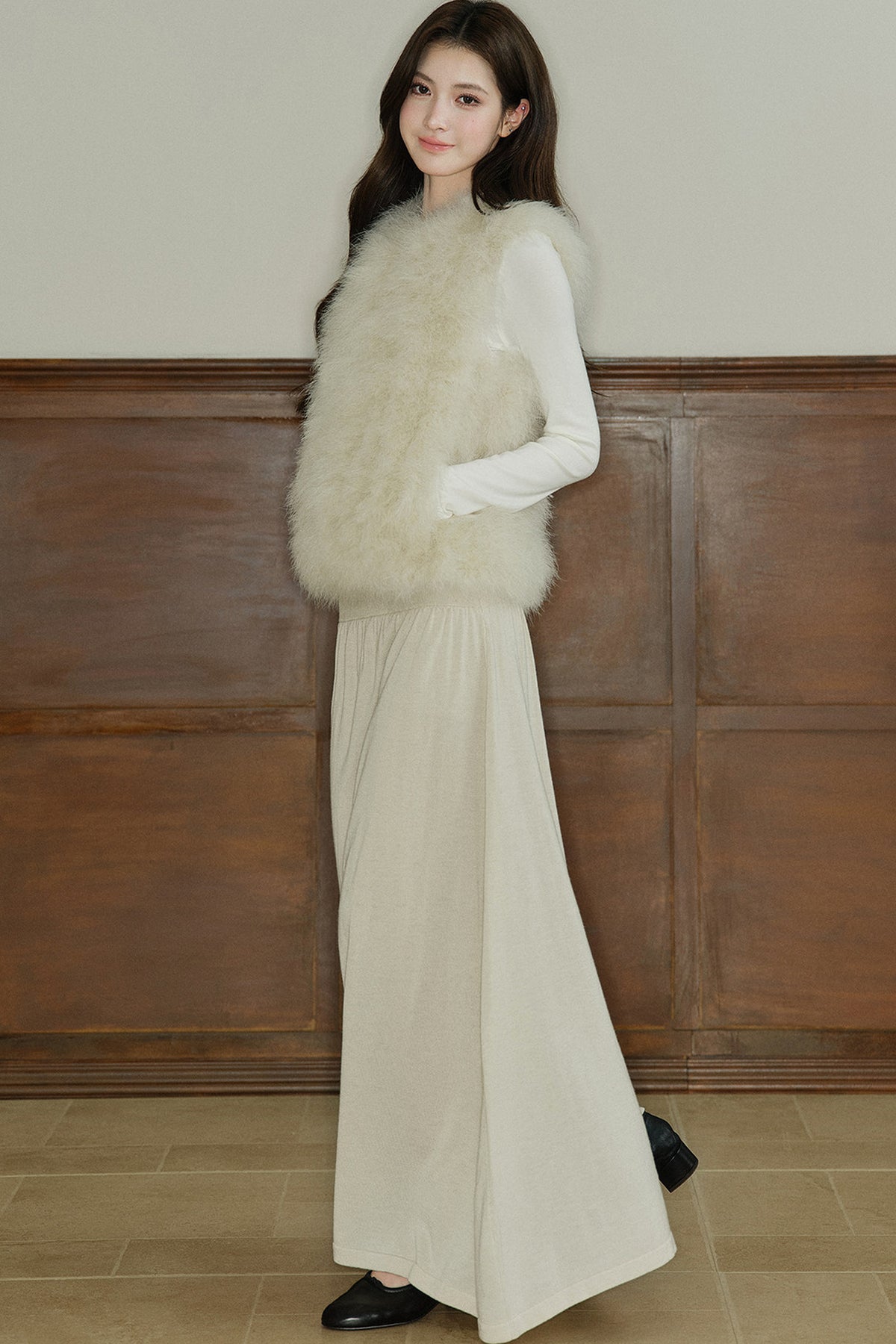 Natural Feather Sleeveless Vest