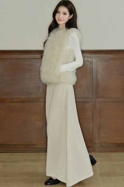Natural Feather Sleeveless Vest