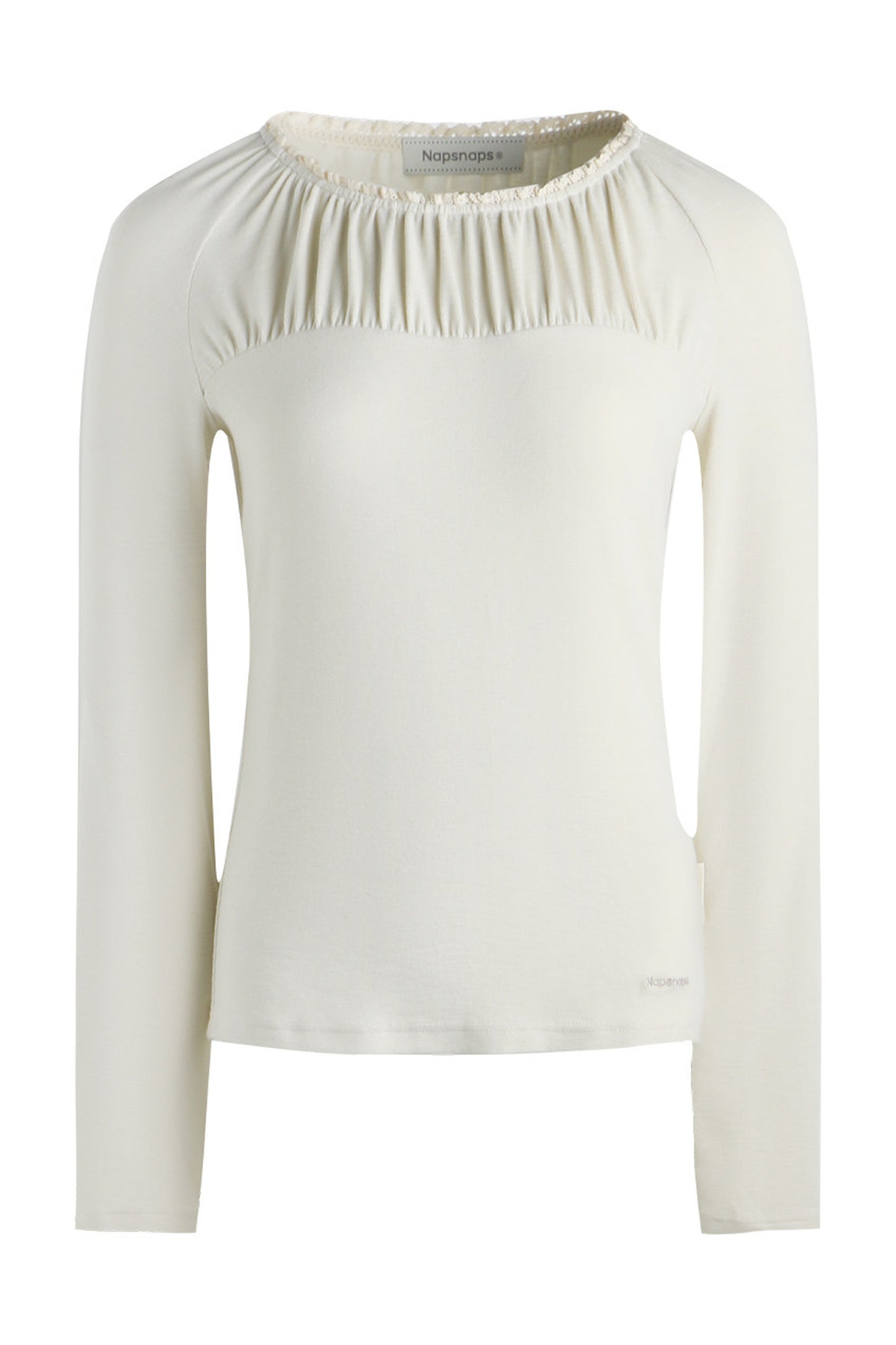 Pleated Striped Knit Base Layer Top