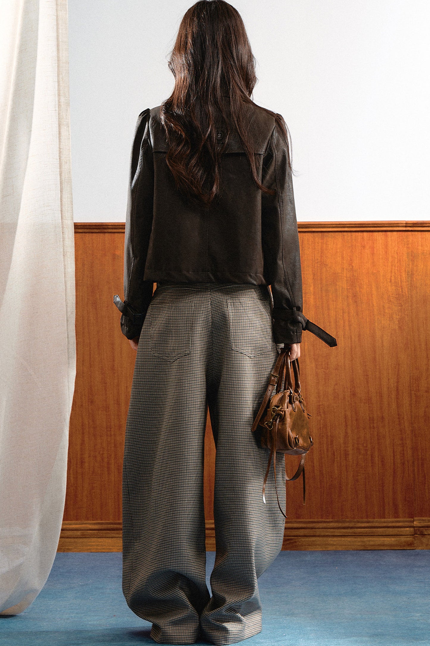 Retro Plaid Wide-Leg Pants