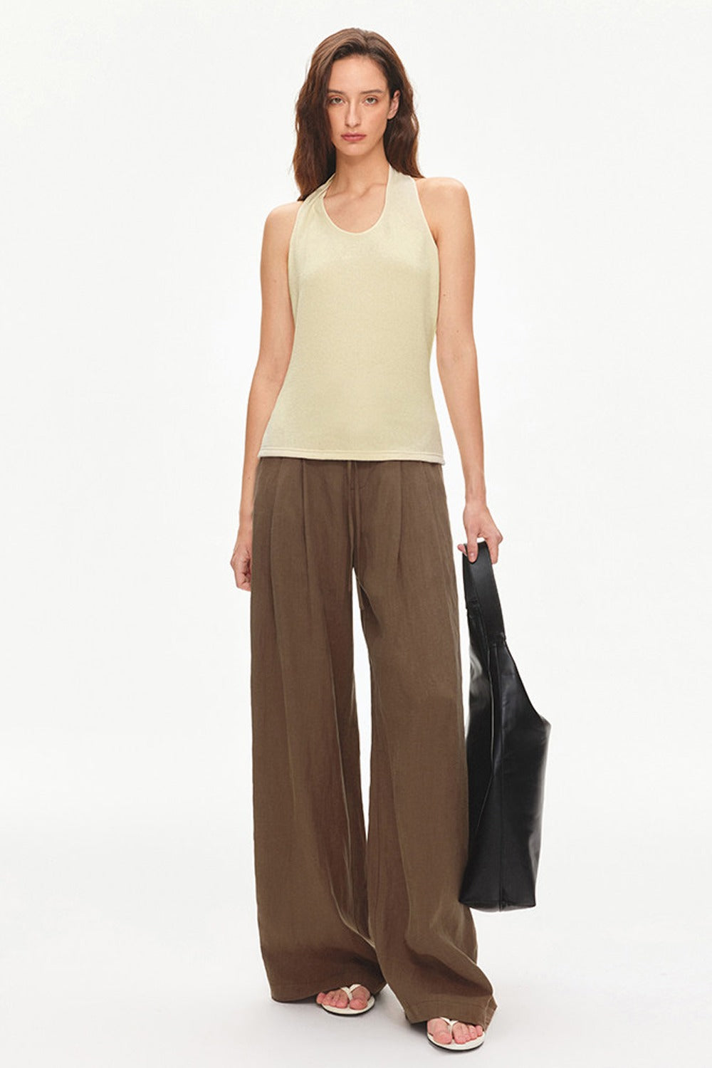 Lyocell Linen Blend Wide-Leg Pants