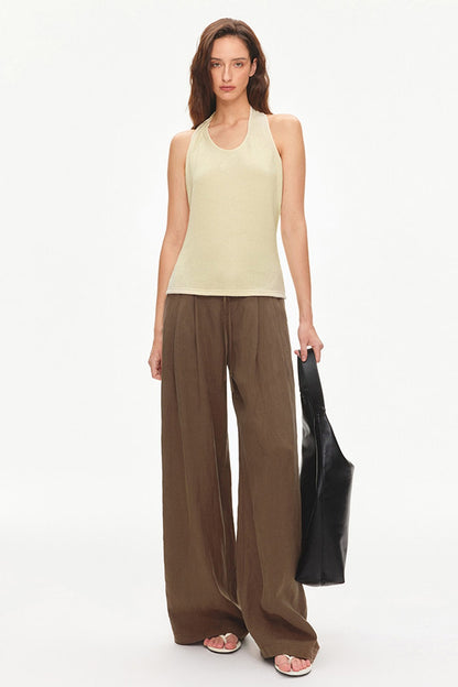 Lyocell Linen Blend Wide-Leg Pants