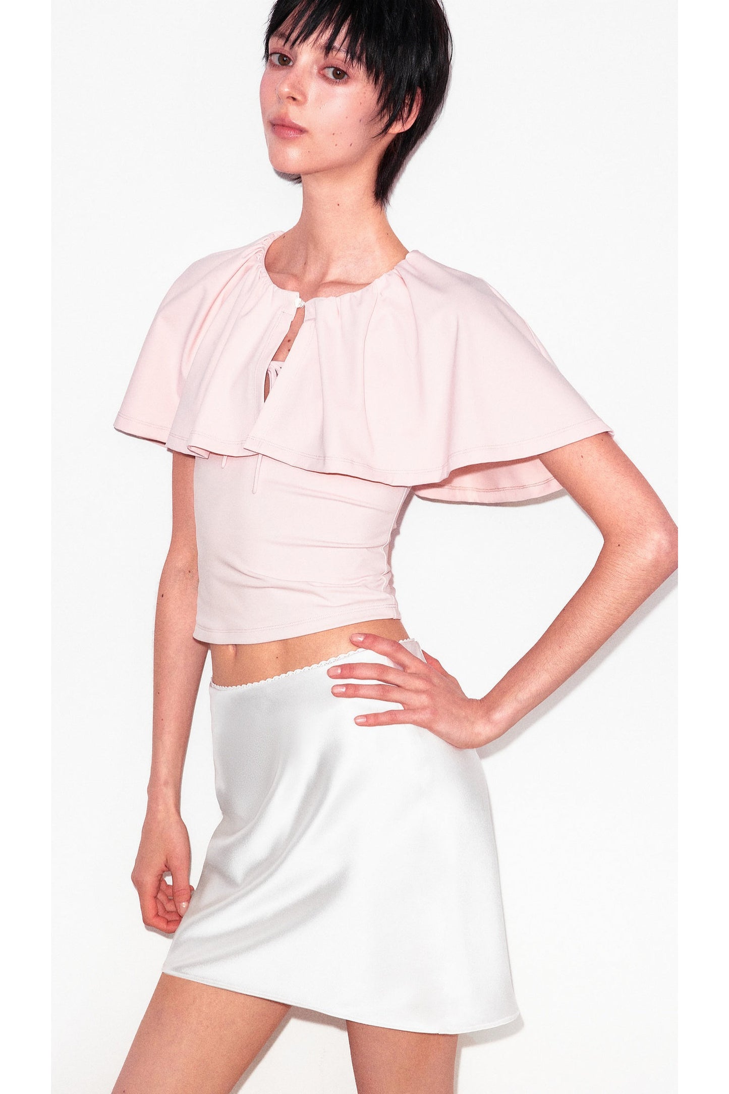Smooth Real Acetate Mid-Waist Lace Skirt