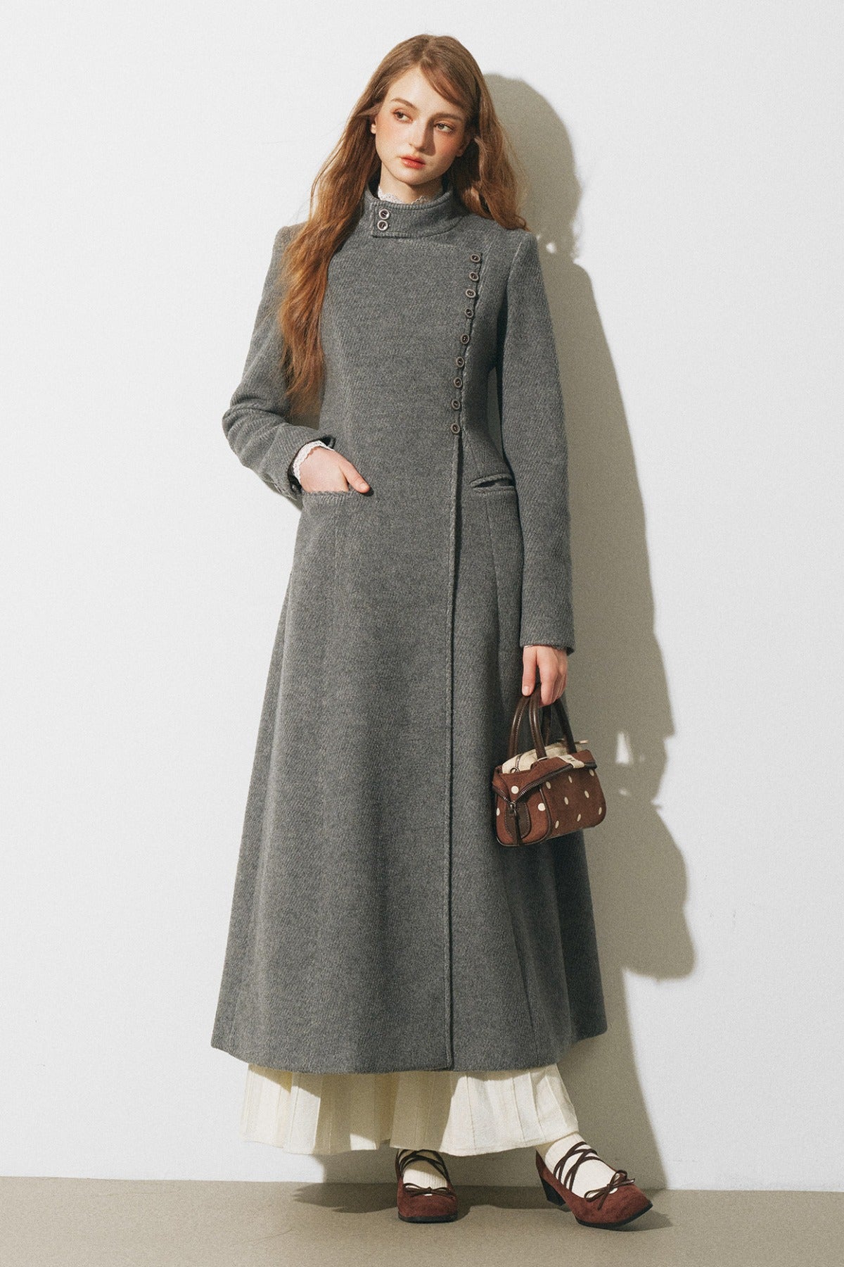 Asymmetrical Woolen Long Coat