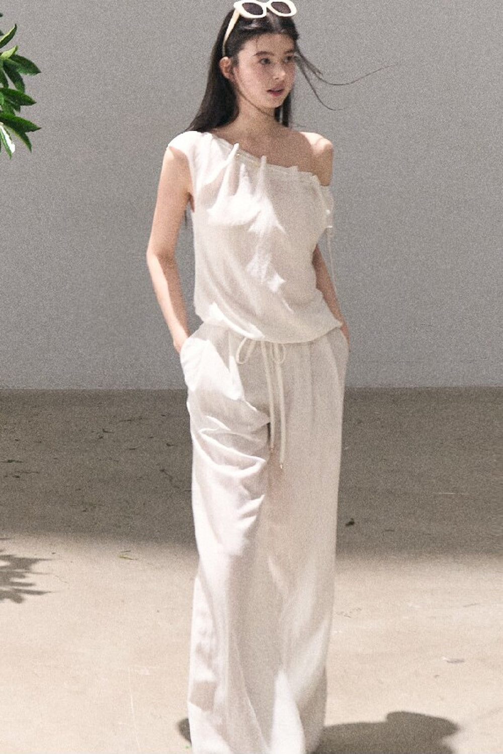 Lyocell Linen Wide-Leg Pants