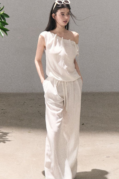 Lyocell Linen Wide-Leg Pants