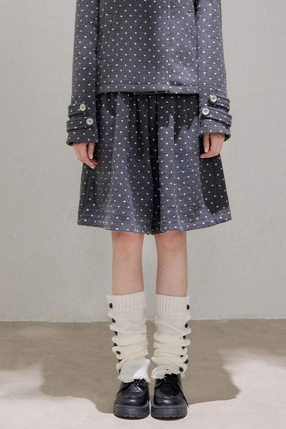 A-Line Polka Dot Tweed Skirt-Pants