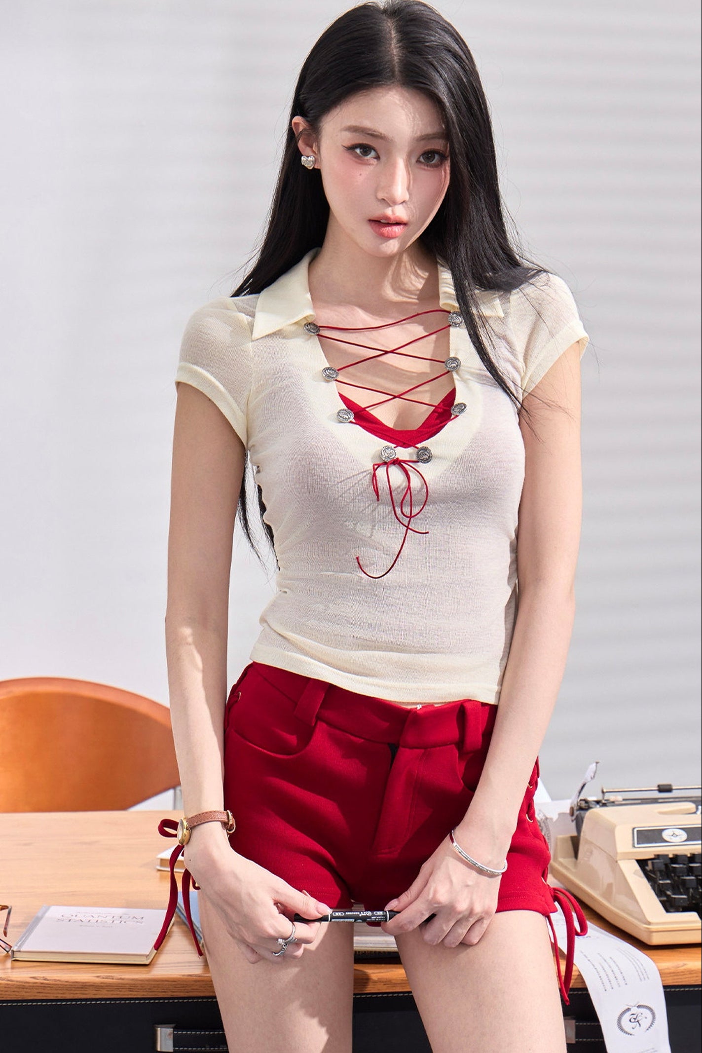 Color-Block Strappy Shorts Set-Up